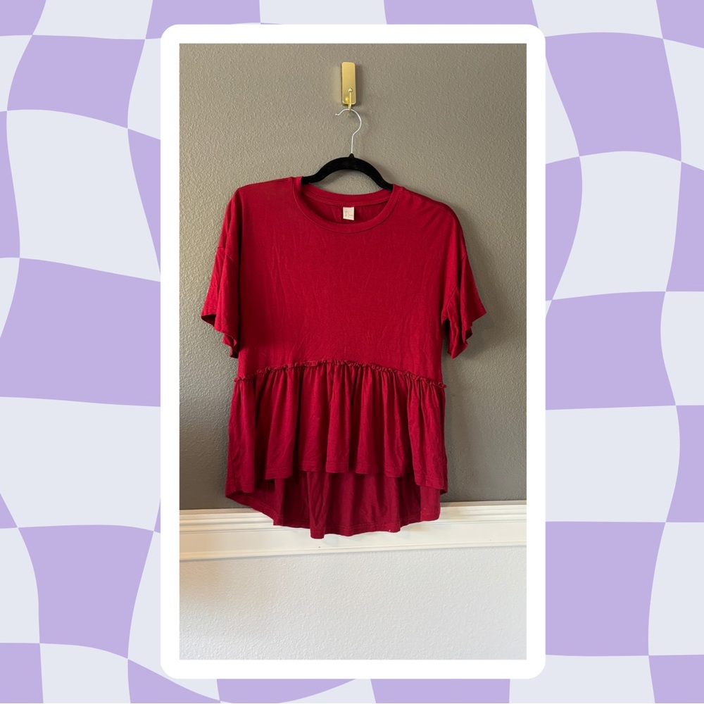 Women's Red Peplum Top